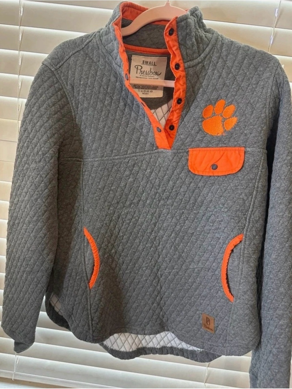 Pressbox Clemson Quilted Gray Pullover
